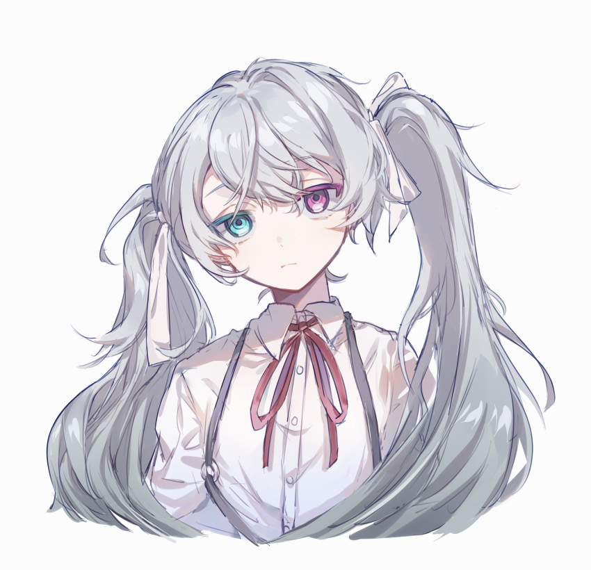 1girl, 25-ji_miku, absurdres, aqua_eyes, arms_at_sides, closed_mouth, collared_shirt, colored_eyelashes