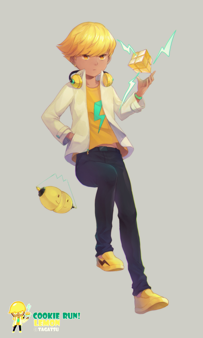 1boy, absurdres, artist_name, black_pants, cookie_run, copyright_name, cube, dark-skinned_male