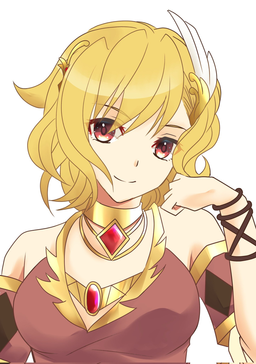 1girl, blonde_hair, brown_dress, citrinne_(fire_emblem), closed_mouth, corrupted_twitter_file, dress, earrings