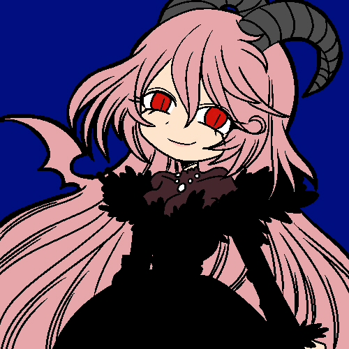 1girl, bat_wings, black_dress, breasts, demon_girl, demon_horns, demon_wings, dress