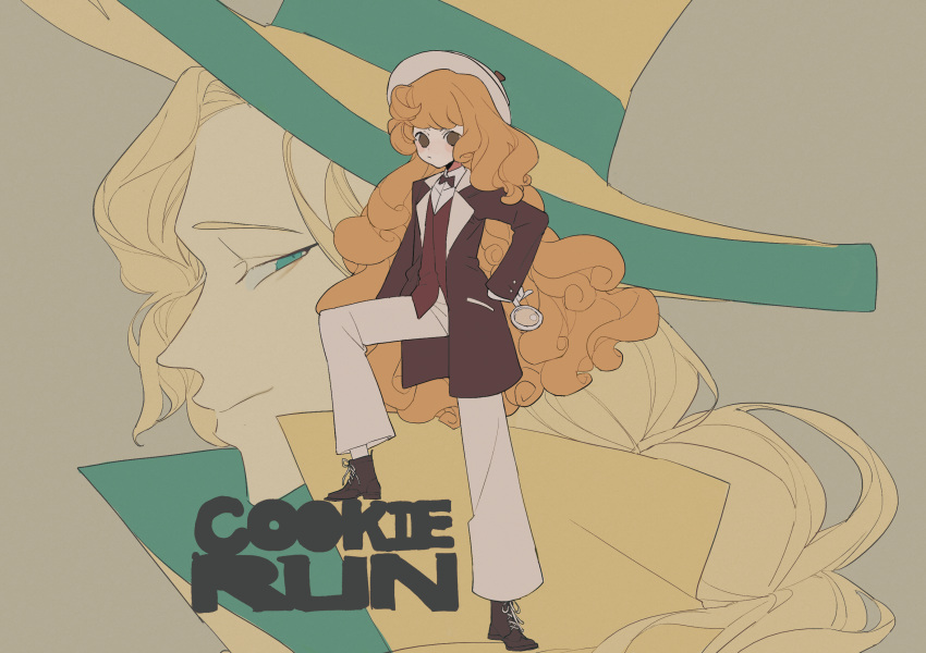 1girl, 1other, :/, alternate_hair_length, alternate_hairstyle, arm_at_side, asd667, behind_another