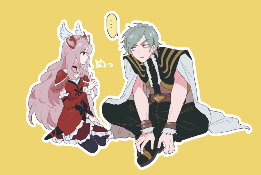 1boy, 1girl, bare_arms, belt, black_ribbon, choker, couple, cure_passion
