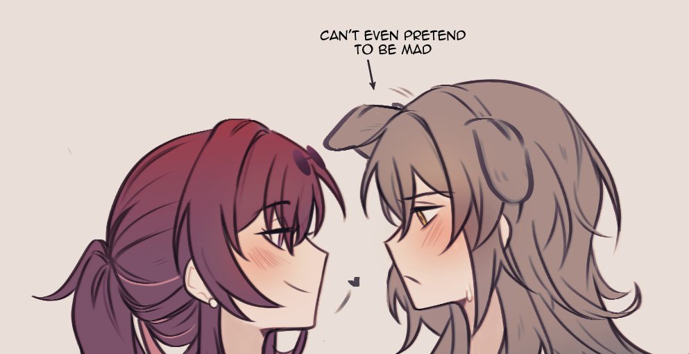 2girls, animal_ears, birdburglar99, blush, closed_mouth, commentary, dog_ears, earrings