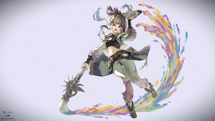 1girl, absurdres, art_brush, artist_name, au_ra, bandeau, bimel_isabella, final_fantasy