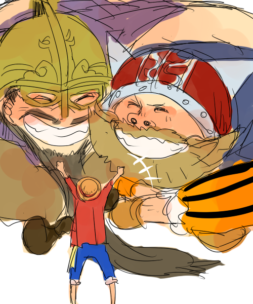 +++, 3boys, ^_^, arms_up, back, beard, blue_shorts, brogy