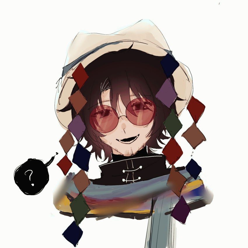 1boy, ?, beard_stubble, black_eyes, black_hair, black_shirt, chinese_commentary, commentary_request