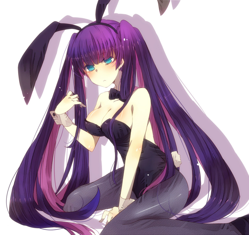 alternate_hairstyle, animal_ears, bunny_ears, bunny_tail, bunnysuit, highres, long_hair, mugi_(twinbox)