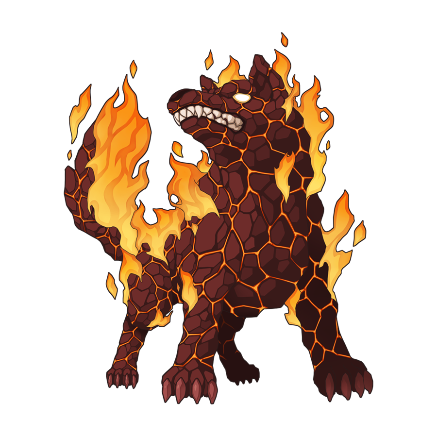 chibi, chibi_only, demon, fire, fire_elemental, full_body, looking_afar, monster