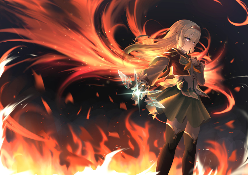 1girl, 2nom_shiki, absurdres, black_hairband, collared_shirt, cropped_jacket, fire, firefly_(honkai:_star_rail)