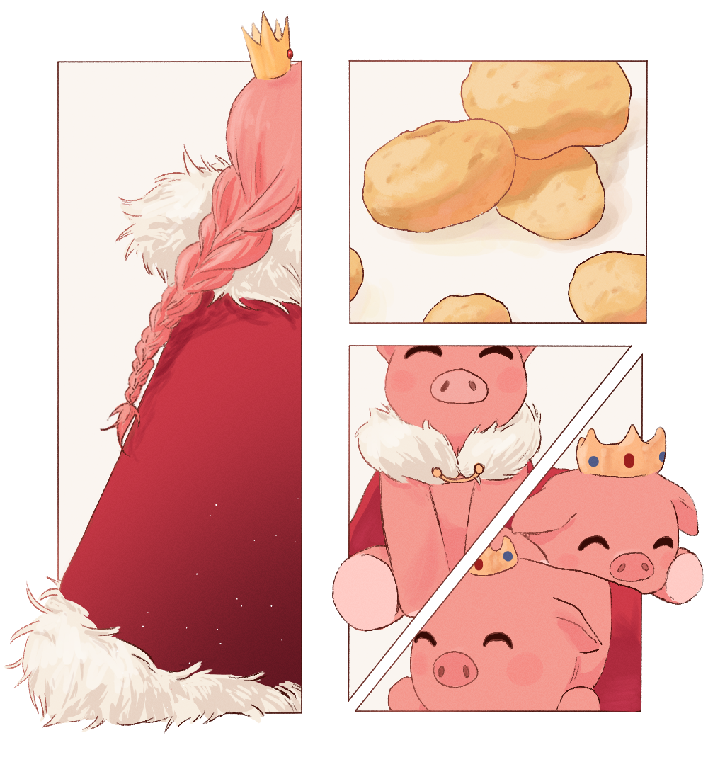 1boy, androgynous, animification, braid, cape, commentary, crown, dream_smp
