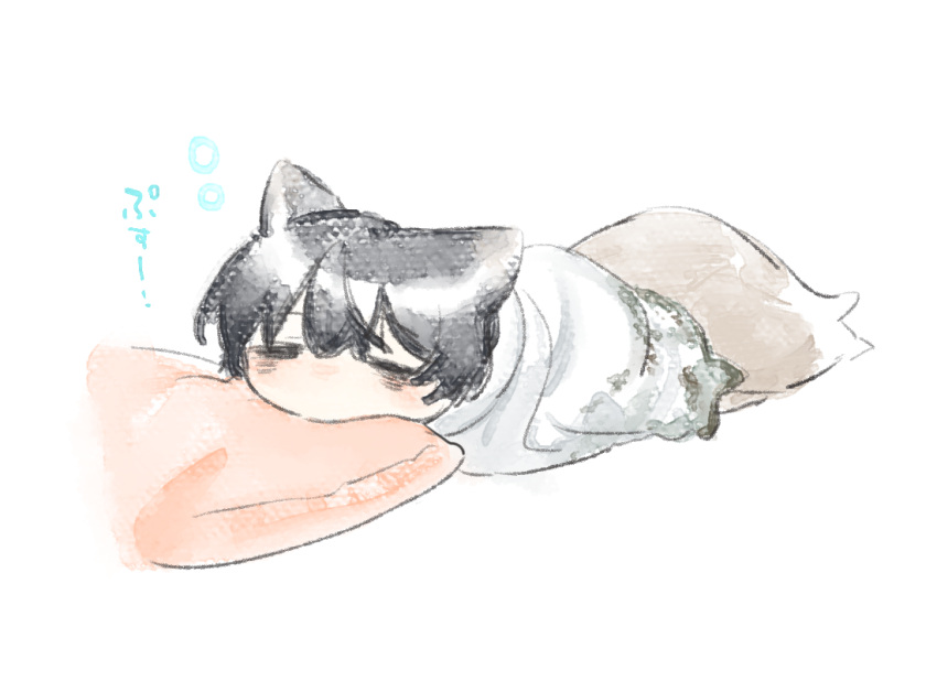 1boy, akantai, animal_ears, black_hair, cloak, e.g.o_(project_moon), fox_ears, fox_tail