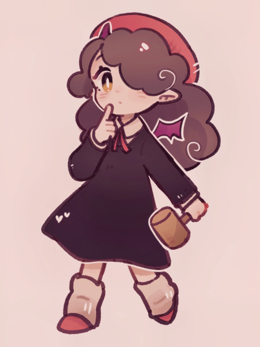 1girl, beanie, black_dress, brown_hair, child, chinese_commentary, commentary_request, dragon_girl