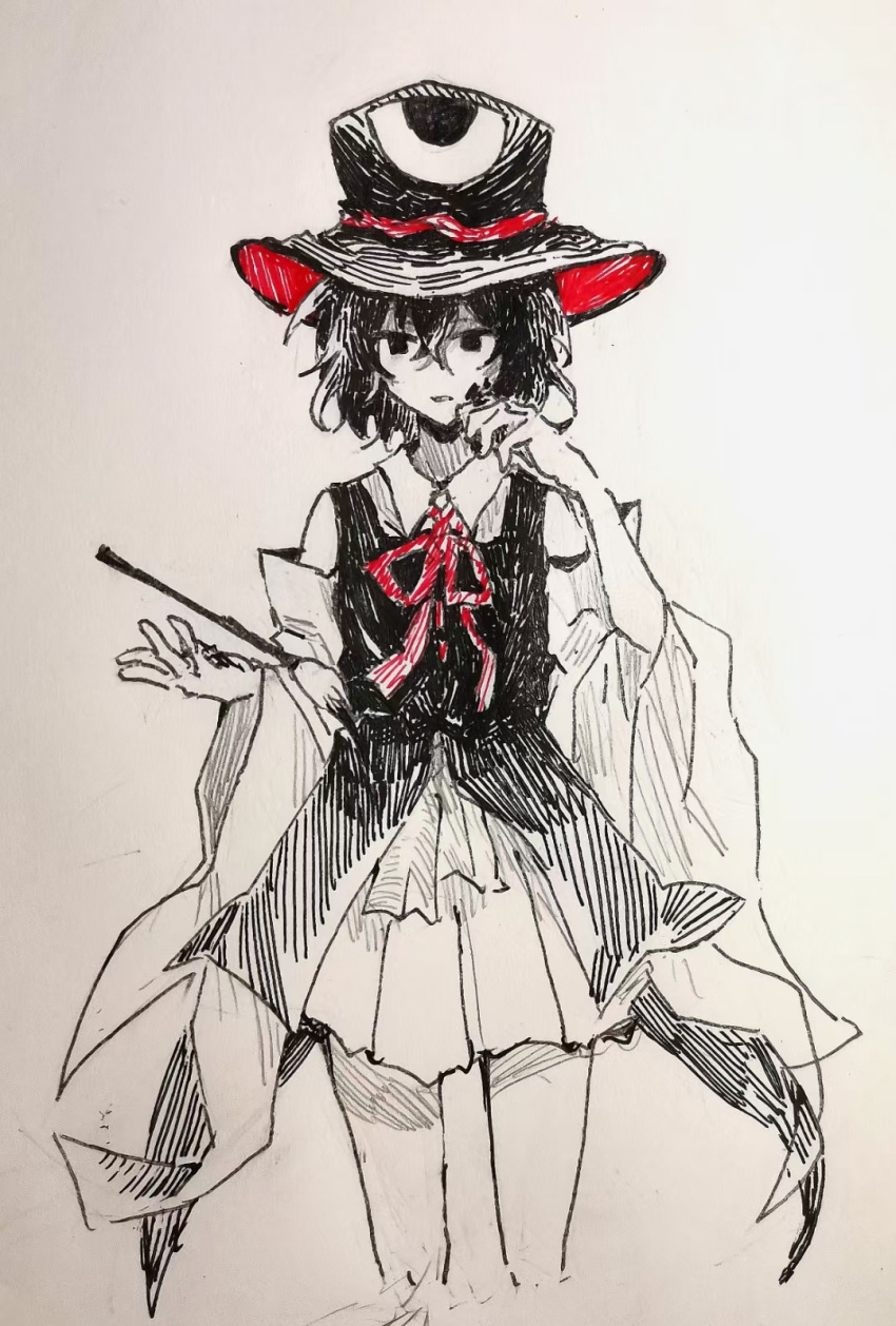 1other, androgynous, bare_shoulders, cainikeng51018, calligraphy_brush, coat, coattails, collared_shirt
