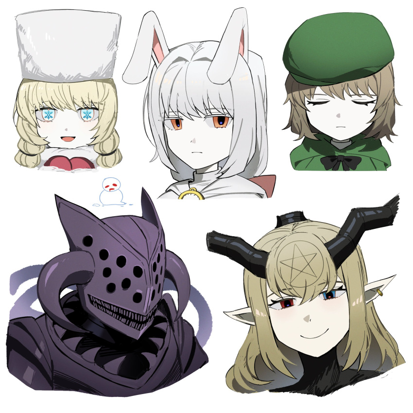 1boy, 4girls, absurdres, armor, asdf1211950, baphomet_(black_souls), black_souls, black_souls_2