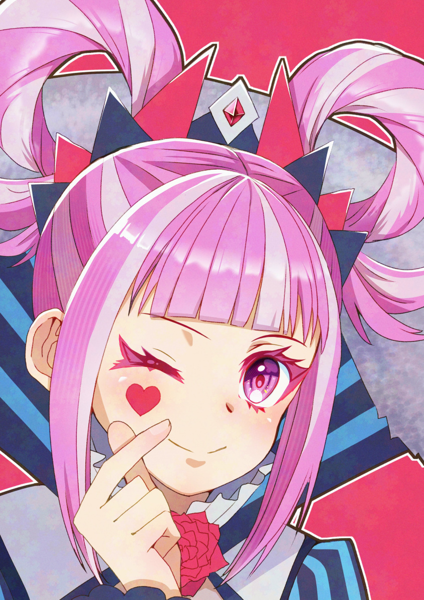 1girl, ;), absurdres, facial_mark, finger_to_face, fire_emblem, fire_emblem_engage, flower