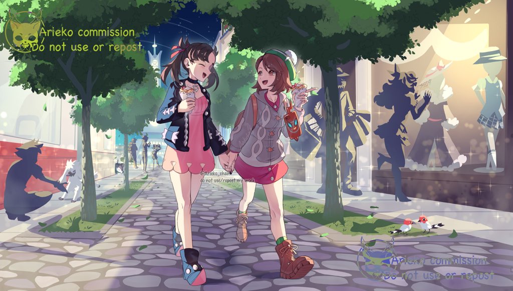2girls, ariekochan, black_choker, black_footwear, black_hair, black_jacket, boots, brown_eyes