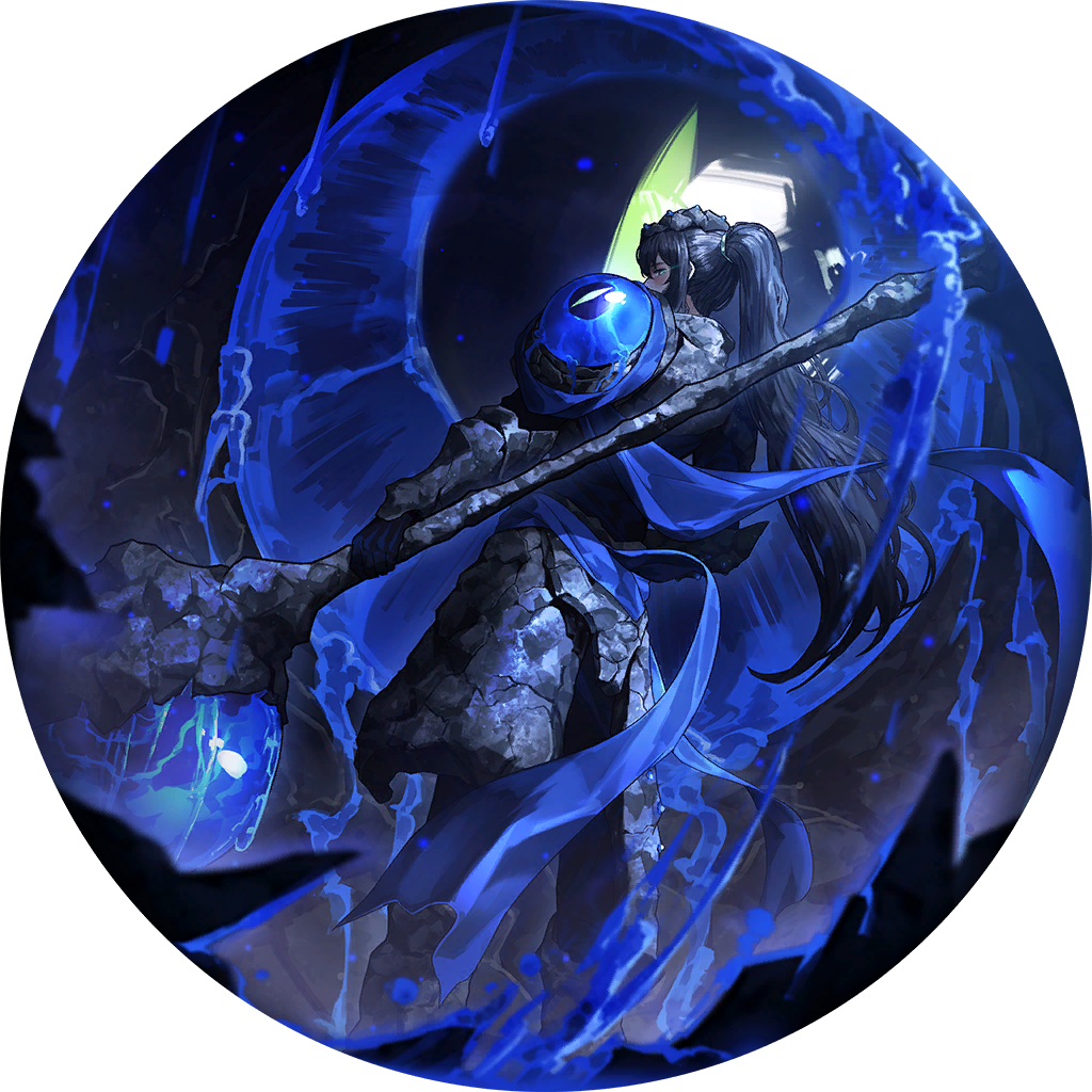 armor, blubbering_toad_(project_moon), blue_eyes, blue_gloves, blue_hairband, blue_sash, cavernous_wailing_(e.g.o), e.g.o_(project_moon)