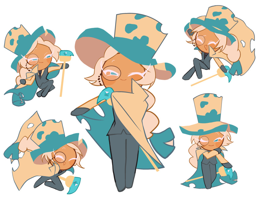 1other, aqua_cape, aqua_eyes, aqua_hat, blonde_hair, braid, braided_ponytail, cape