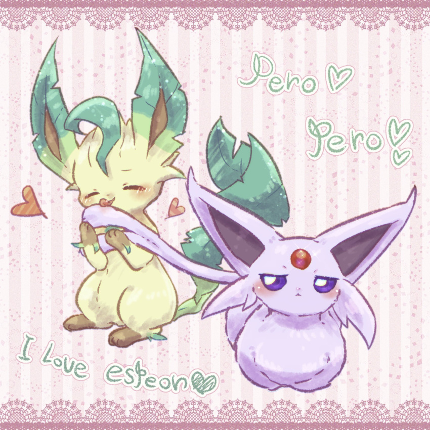 animal_ears, blush, closed_eyes, english_text, espeon, gigii2810, half-closed_eyes, heart