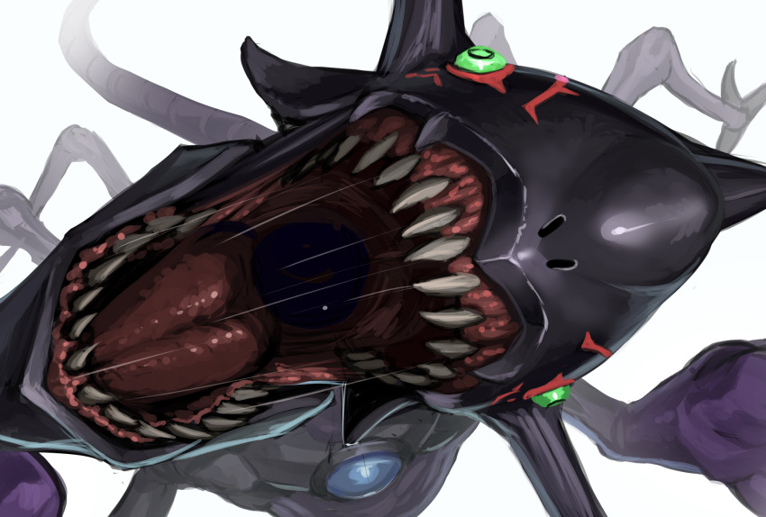 armagemon, bakeneko38, black_skin, colored_skin, commentary_request, digimon, digimon_(creature), green_eyes