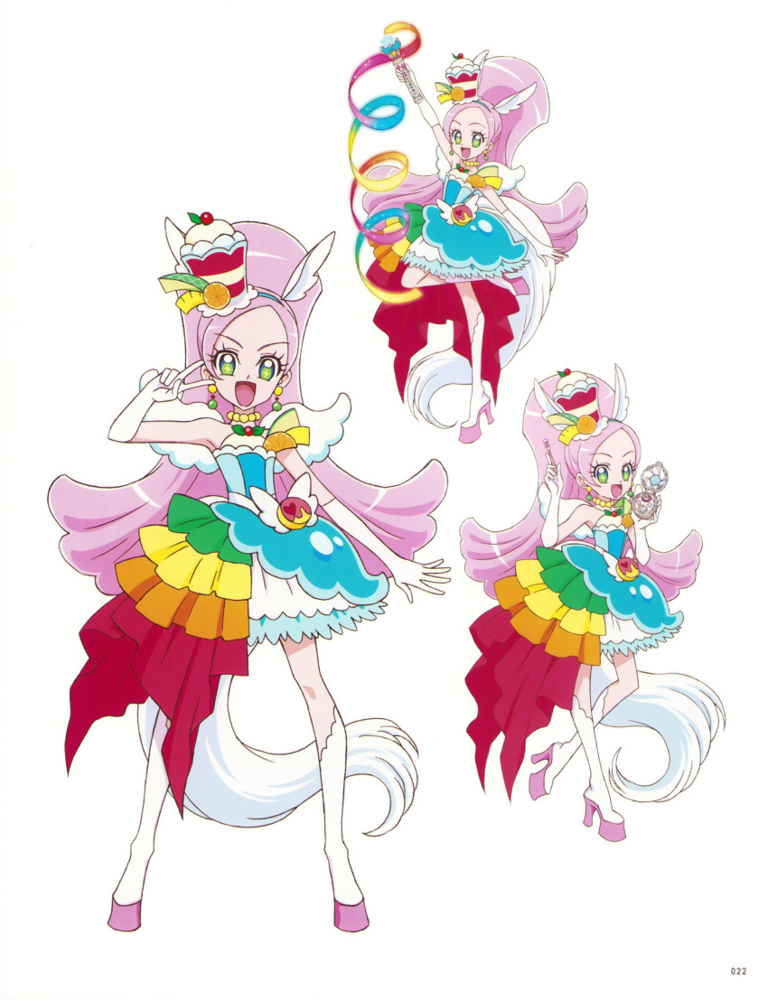 1girl, absurdres, animal_ears, bare_shoulders, berry, boots, choker, cure_parfait