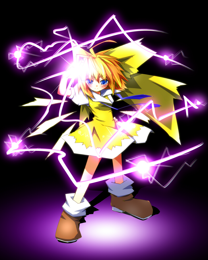 alternate_element, alternate_hair_color, alternate_wings, blonde_hair, blue_eyes, blush, bow, cirno