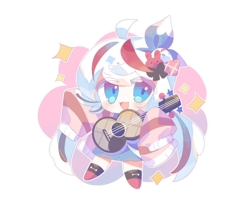 1girl, blue_eyes, chibi, chibi_only, chinese_commentary, cold_you, commentary_request, cookie_run