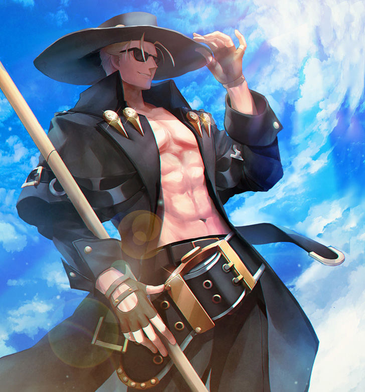 1boy, abs, belt, binsuke, black_coat, black_pants, blonde_hair, coat
