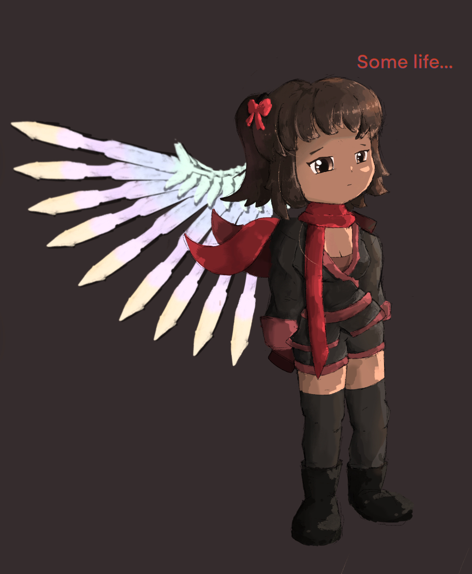 brown_eyes, brown_hair, cute, oc, original, original_character, serious, stockings