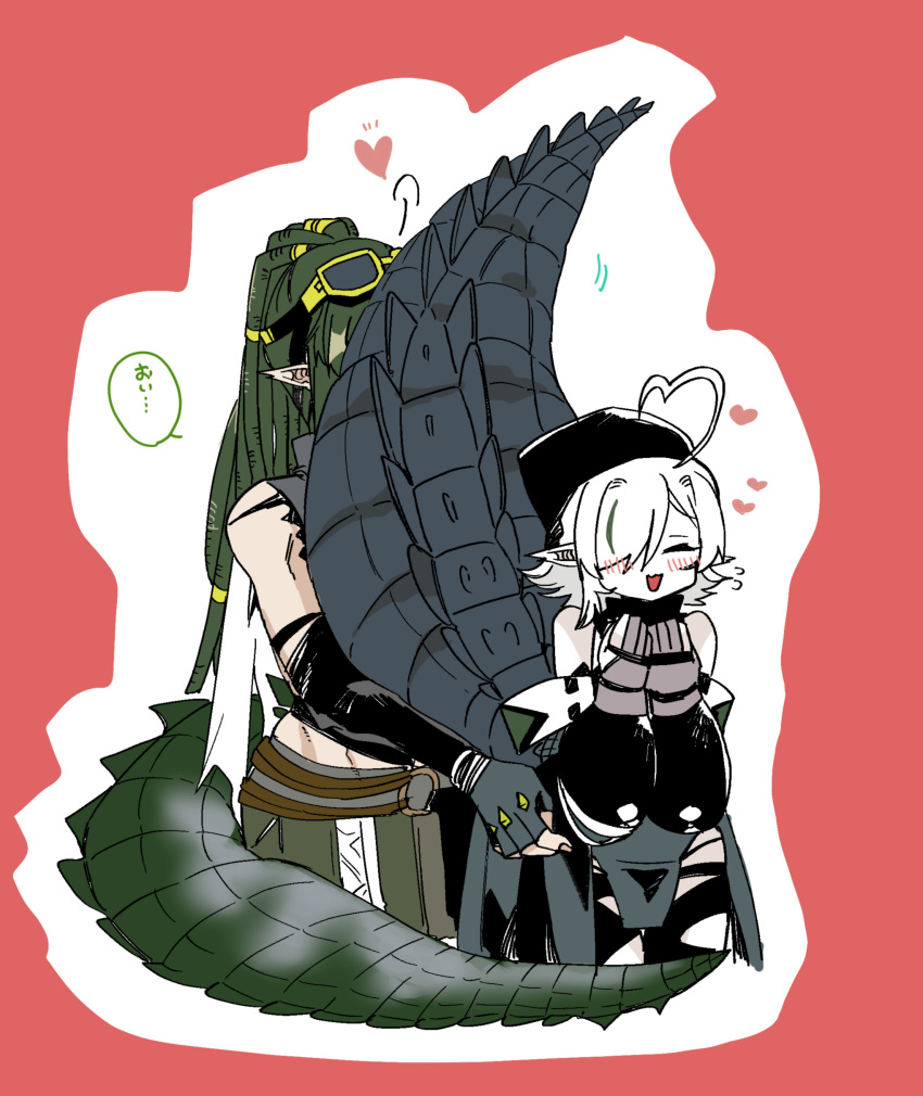2girls, :3, absurdres, arknights, ban_syou, black_gloves, closed_eyes, commentary_request