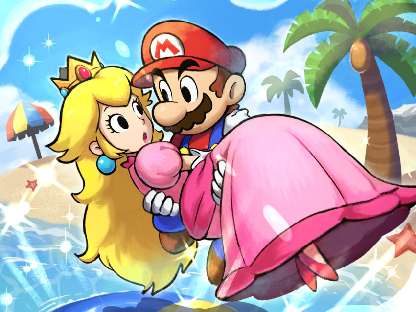 1boy, 1girl, black_hair, blonde_hair, blue_eyes, brown_hair, carrying, carrying_person