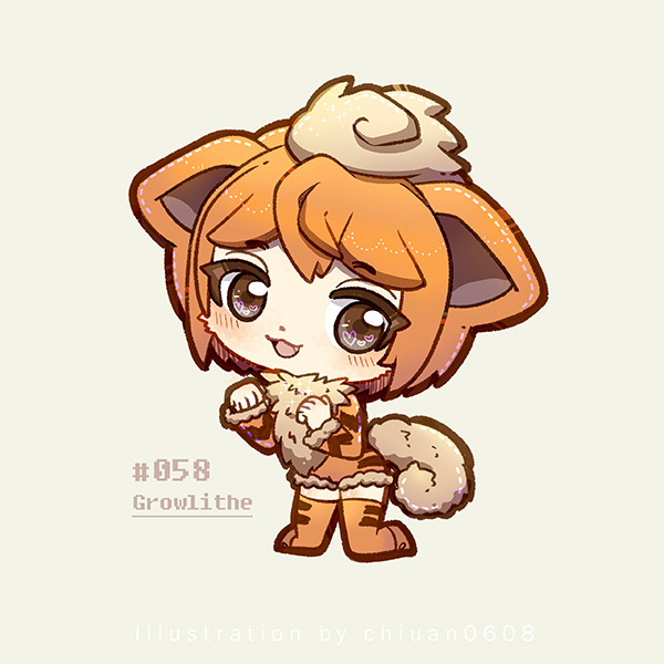 1girl, animal_ears, blush, brown_eyes, character_name, chibi, chibi_only, chiuanzhang