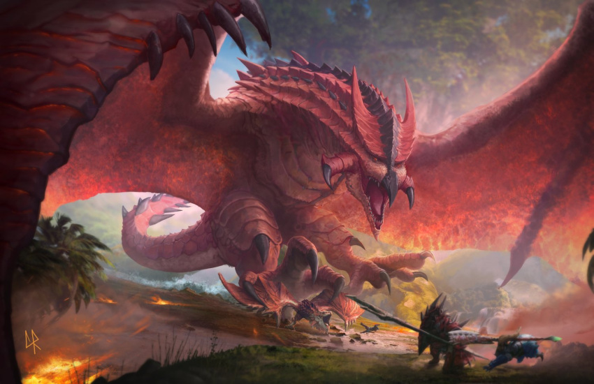 armor, chin_spike, chipyray, crossover, day, dragon, fire, flying