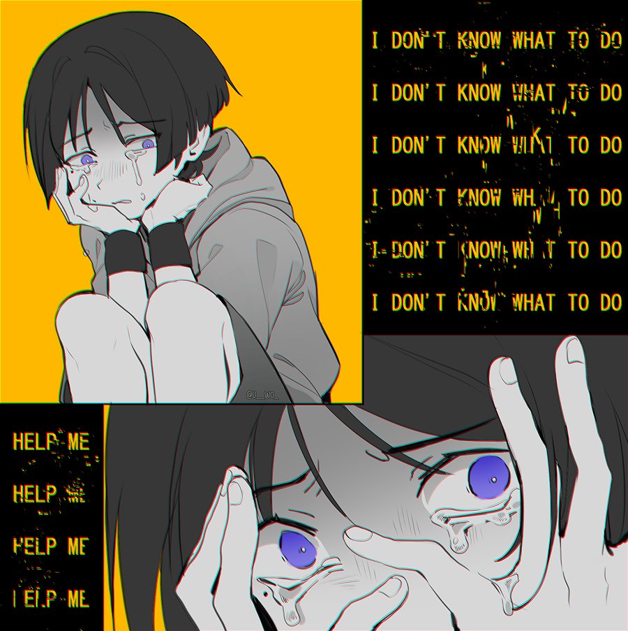 1boy, alternate_costume, black_hair, blunt_ends, carbuncly, close-up, contemporary, crying