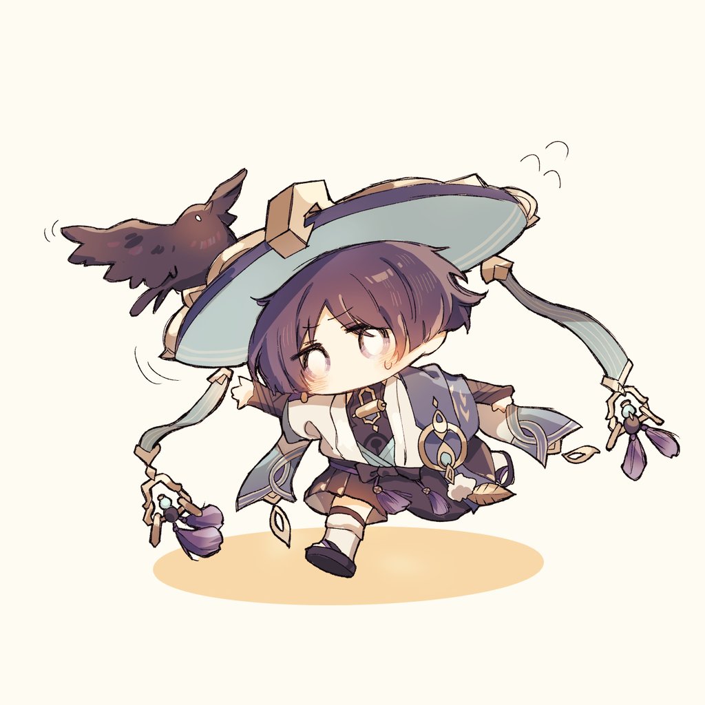 1boy, animal_on_head, aqua_hat, aqua_sleeves, arm_up, armor, bird, bird_on_head