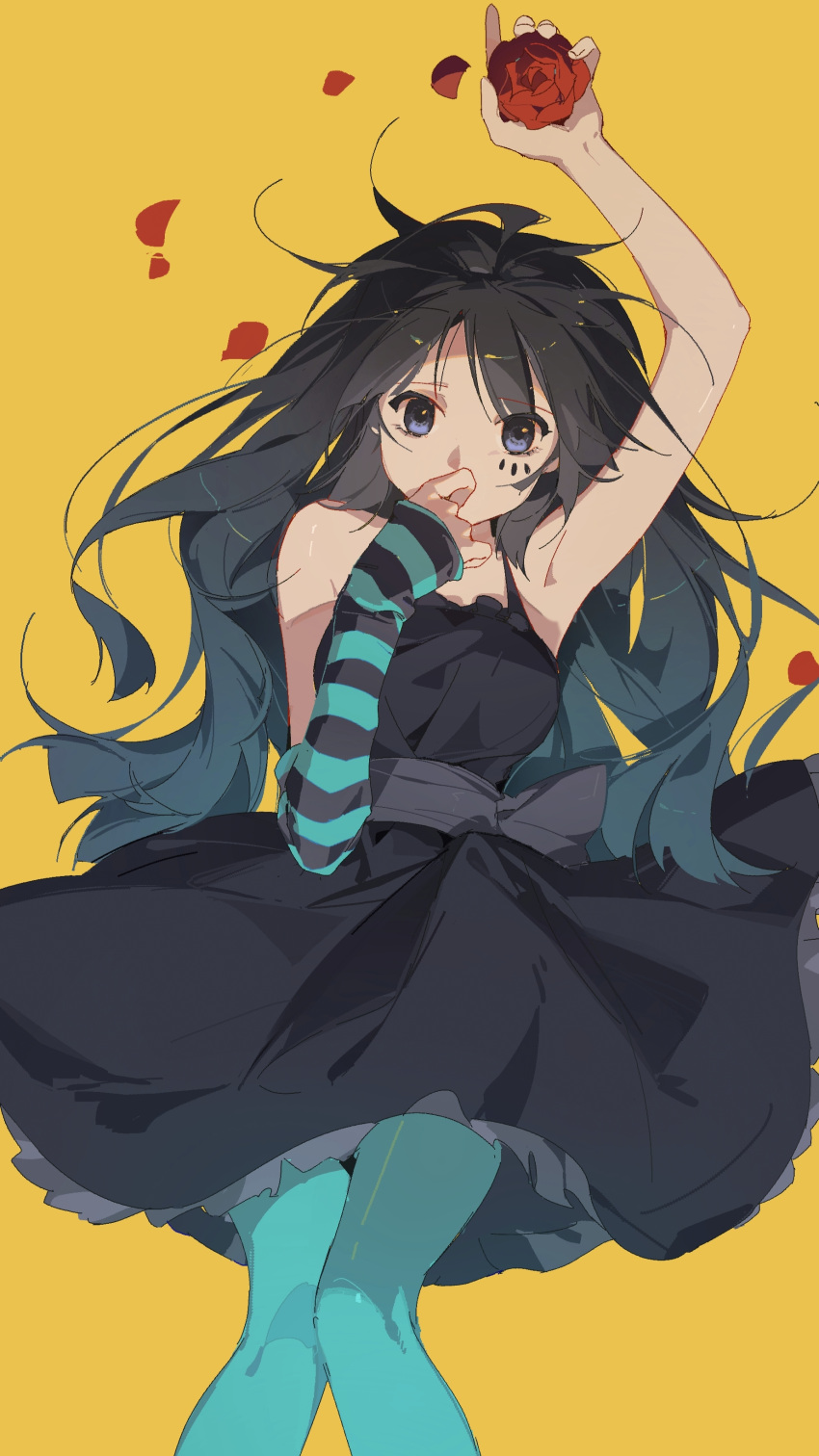 1girl, absurdres, akiyama_mio, arm_up, arm_warmers, armpits, back_bow, bare_shoulders