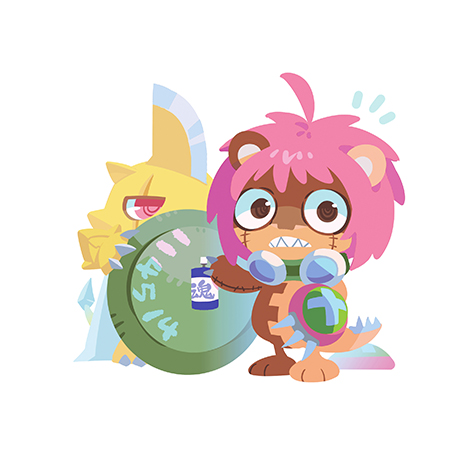 ahoge, brown_eyes, chibi, digimon, digimon_(creature), goggles, goggles_around_neck, gold_skin
