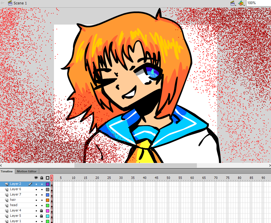 1girl, adobe_flash, bad_link, blood, blood_splatter, blue_eyes, higurashi_no_naku_koro_ni, kowaiboy