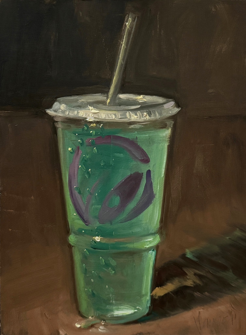 cup, disposable_cup, drink, drinking_straw, highres, mountain_dew, no_humans, noahverrier