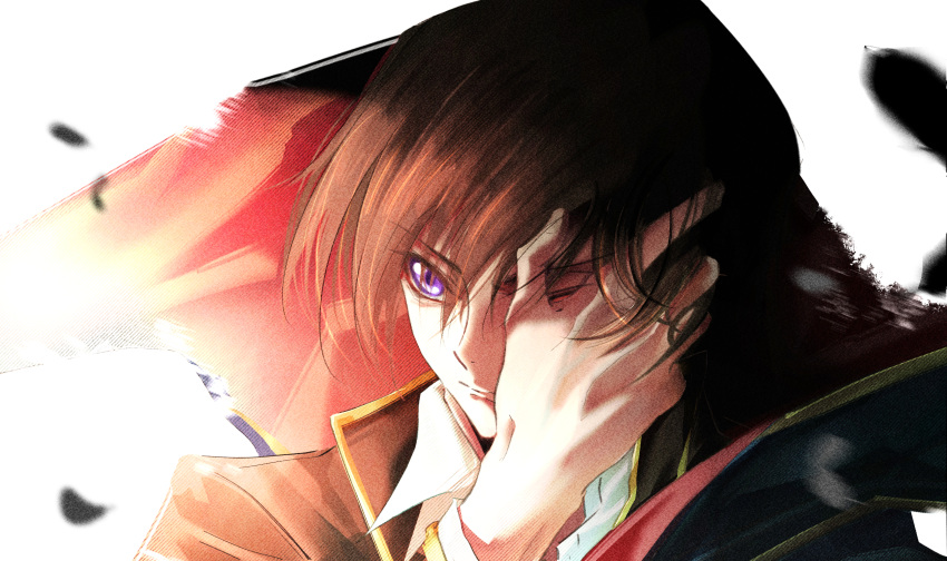 1boy, absurdres, black_coat, black_hair, cape, coat, code_geass, collared_shirt