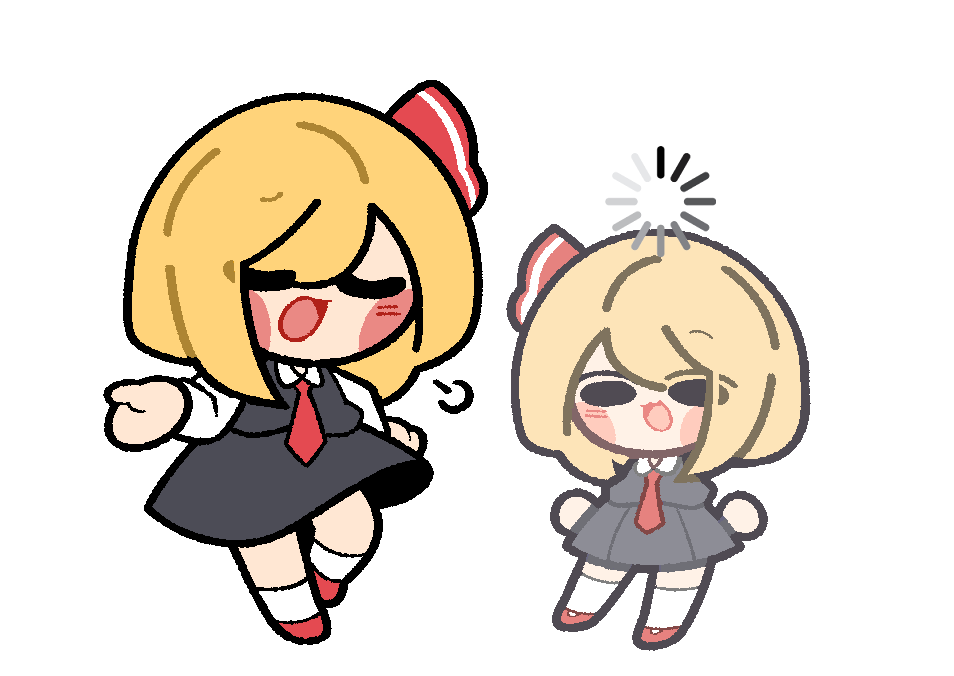 1girl, :3, baek_ban, black_skirt, black_vest, blonde_hair, blush_stickers, chibi