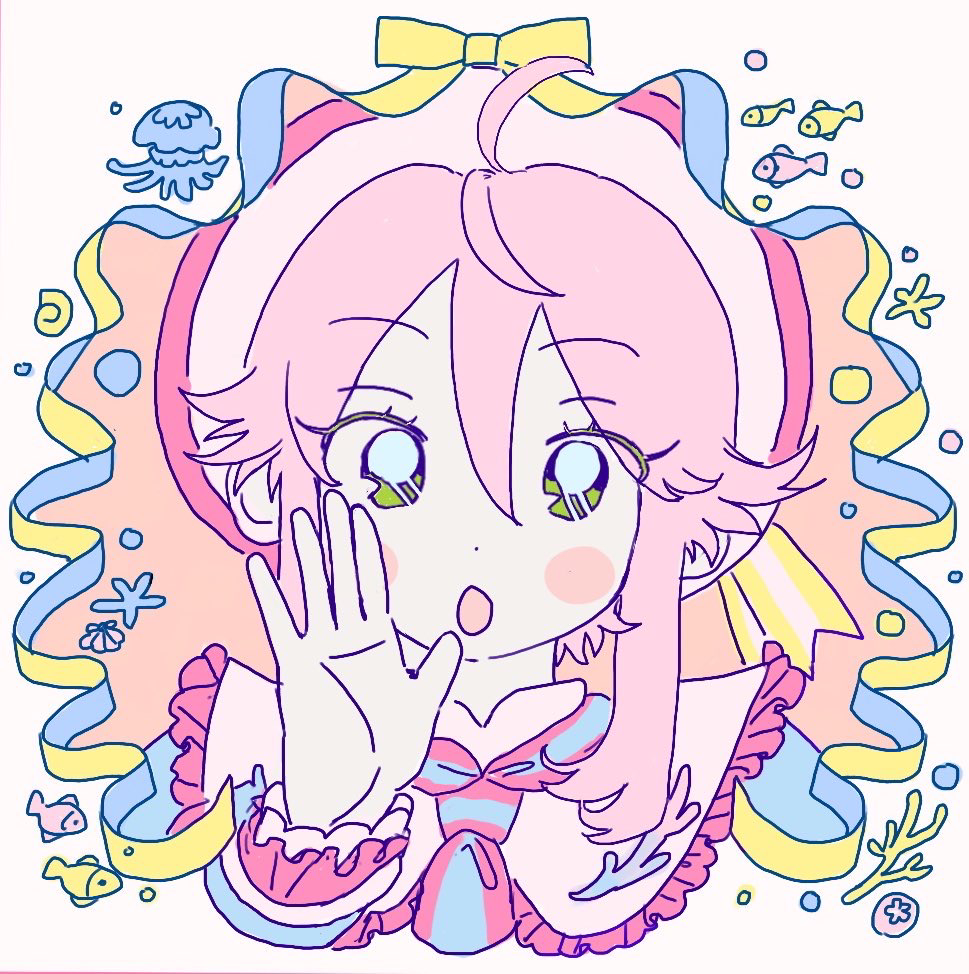 1boy, :o, ahoge, alternate_costume, beret, blue_necktie, blush_stickers, border