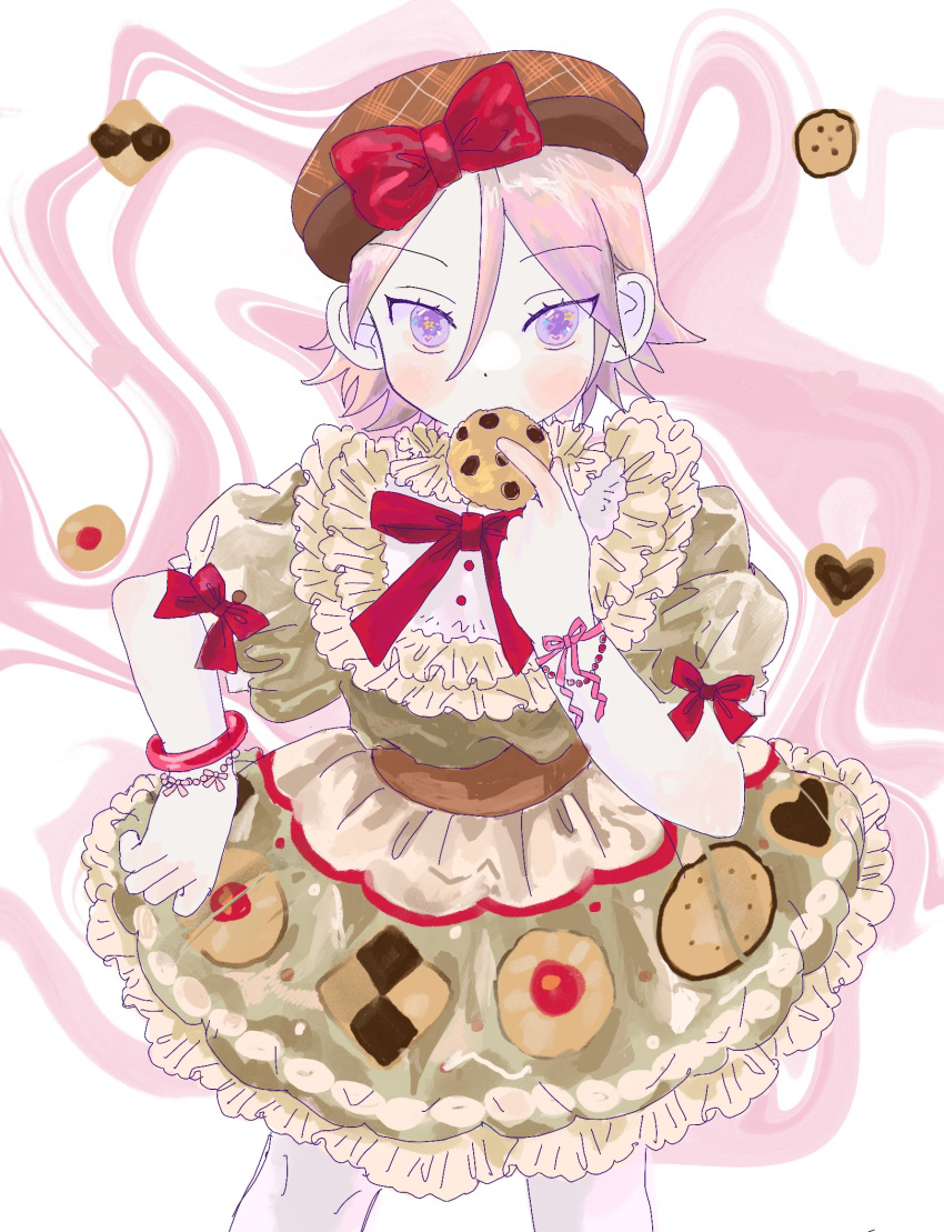 1boy, alternate_costume, beret, bow, bowtie, bracelet, brown_hat, brown_sash