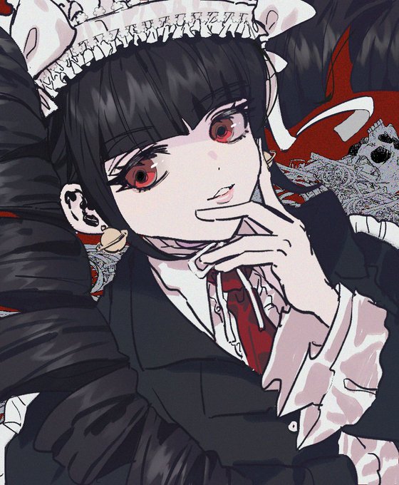 1girl, black_hair, black_jacket, blazer, bow, buttons, celestia_ludenberg, center_frills