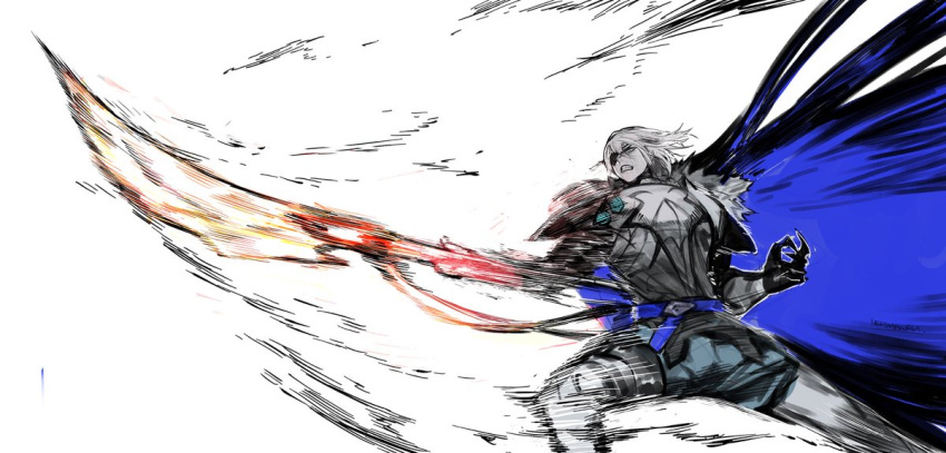 1boy, areadbhar_(fire_emblem), armor, armored_legwear, belt, black_fur, blue_belt, blue_cape