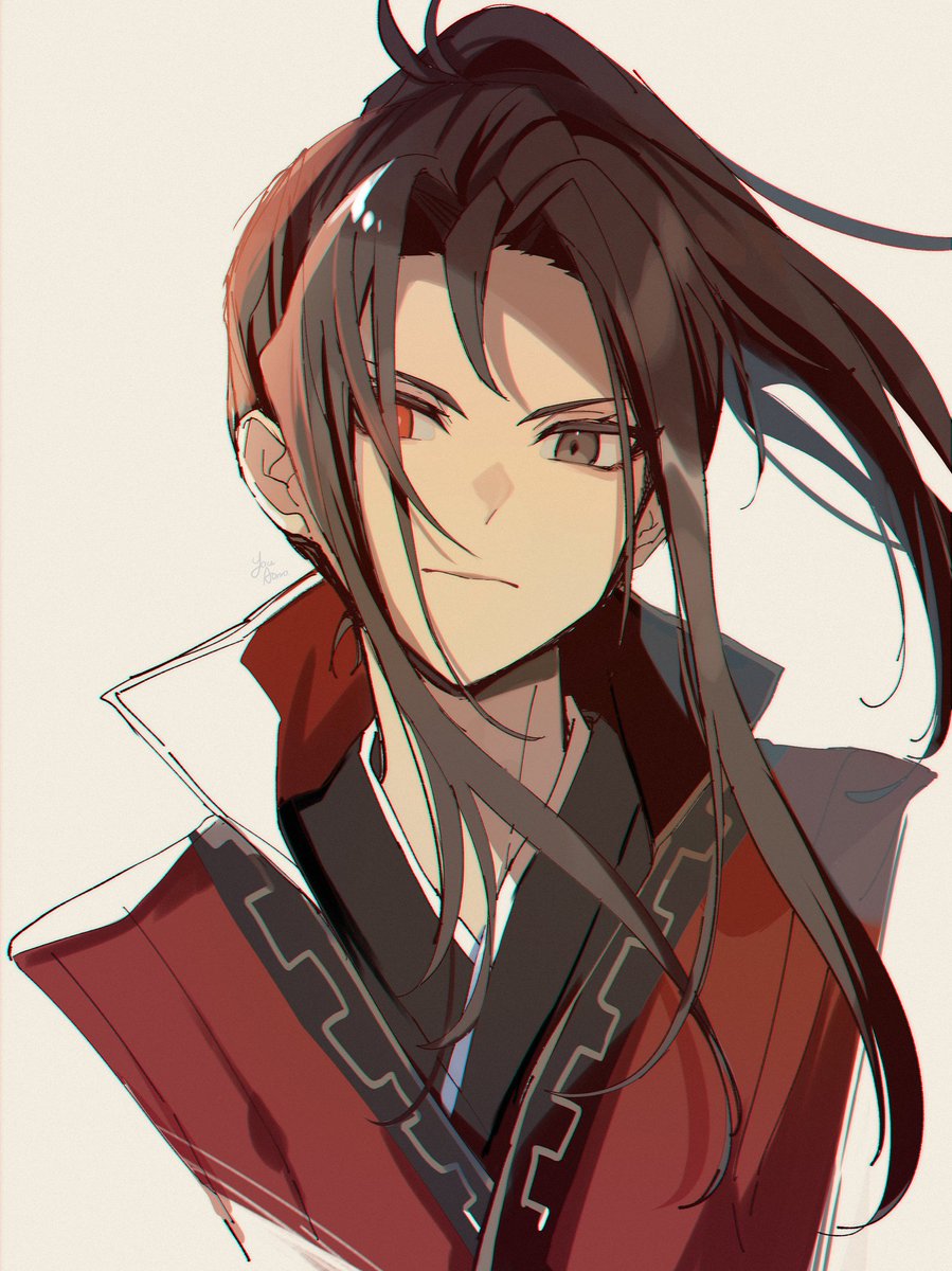 1boy, aononchi, black_hair, black_shirt, closed_mouth, collared_robe, commentary, cropped_torso