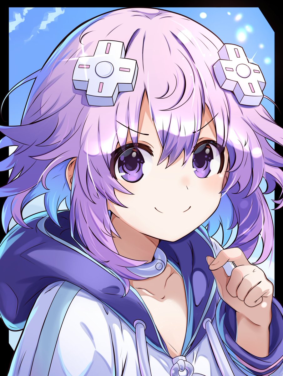 1girl, choker, choujigen_game_neptune, closed_mouth, commentary_request, d-pad, d-pad_hair_ornament, hair_ornament