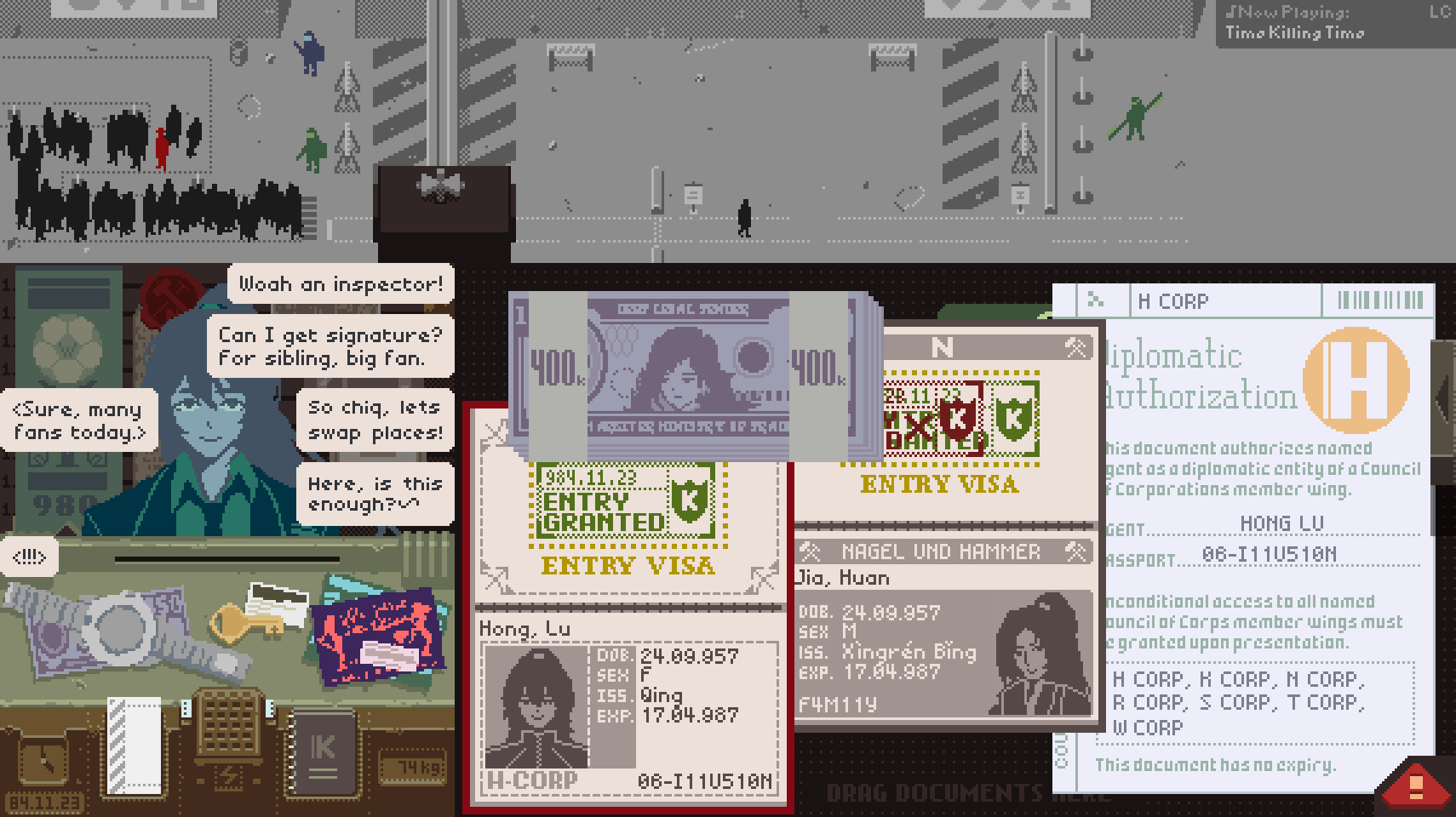 1boy, banknote, binah_(project_moon), character_name, fake_screenshot, gameplay_mechanics, highres, hong_lu_(project_moon)