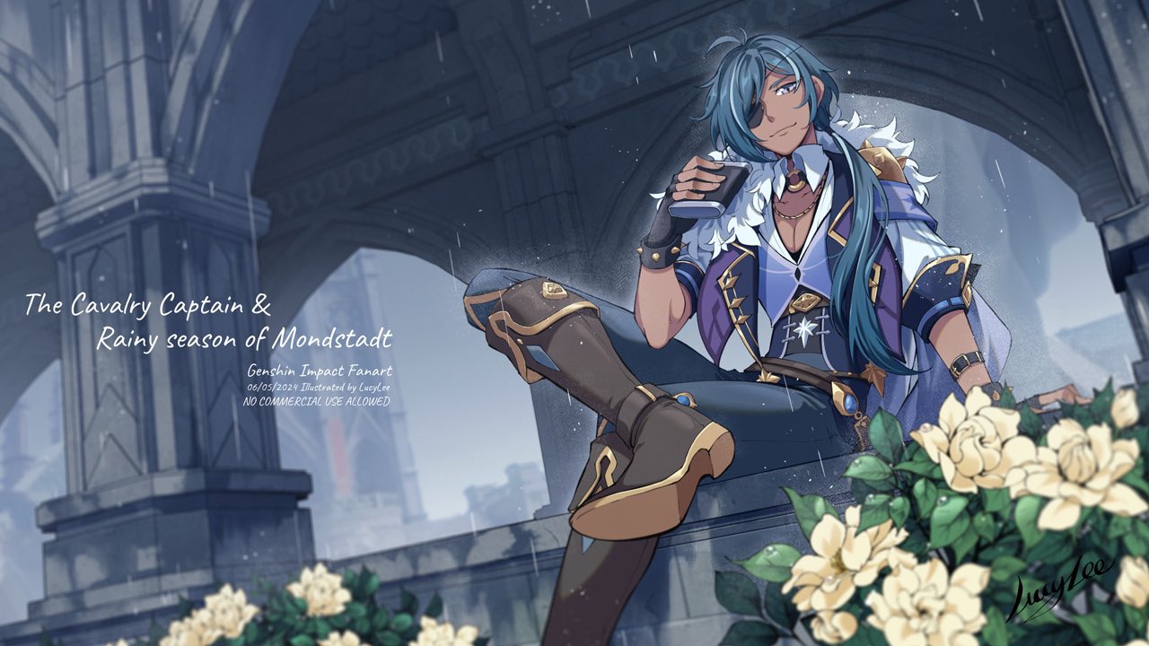 1boy, arch, arm_support, armband, artist_name, belt, black_footwear, black_gloves