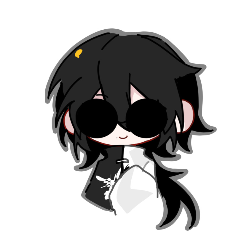 1boy, black_hair, chibi, chibi_only, chinese_commentary, closed_mouth, commentary_request, cropped_torso